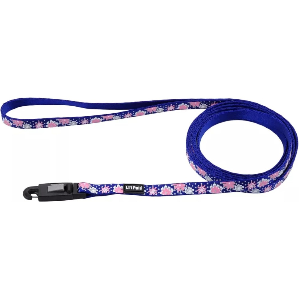 image:imageCoastal Lil Pals Reflective Leash ExtraNarrow Width and EZ Snap Red with Reflective Bones and Triangles 38 x 6Flower with Dots