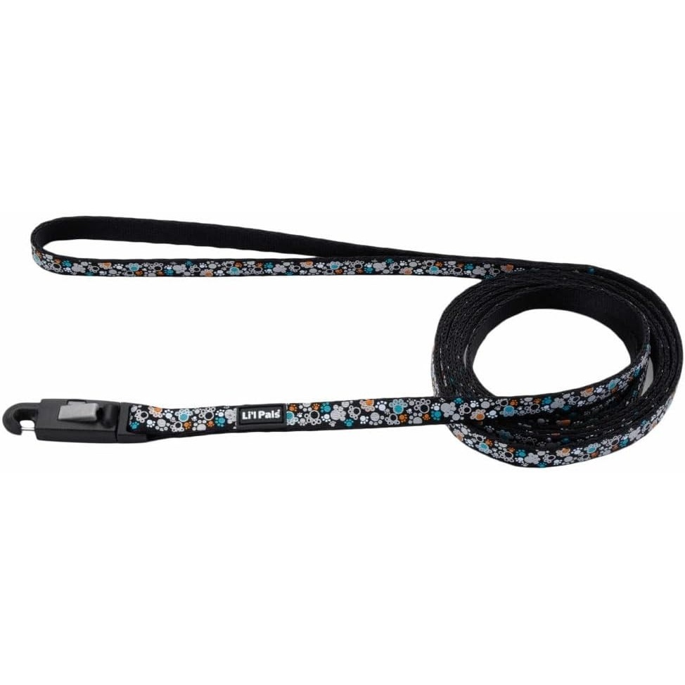 image:imageCoastal Lil Pals Reflective Leash ExtraNarrow Width and EZ Snap Red with Reflective Bones and Triangles 38 x 6Teal Orange Paws