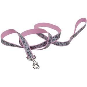 image:imageCoastal  Lazer Brite  Reflective Dog Leash Red Paws and Bones 1 x 06Pink New Hearts