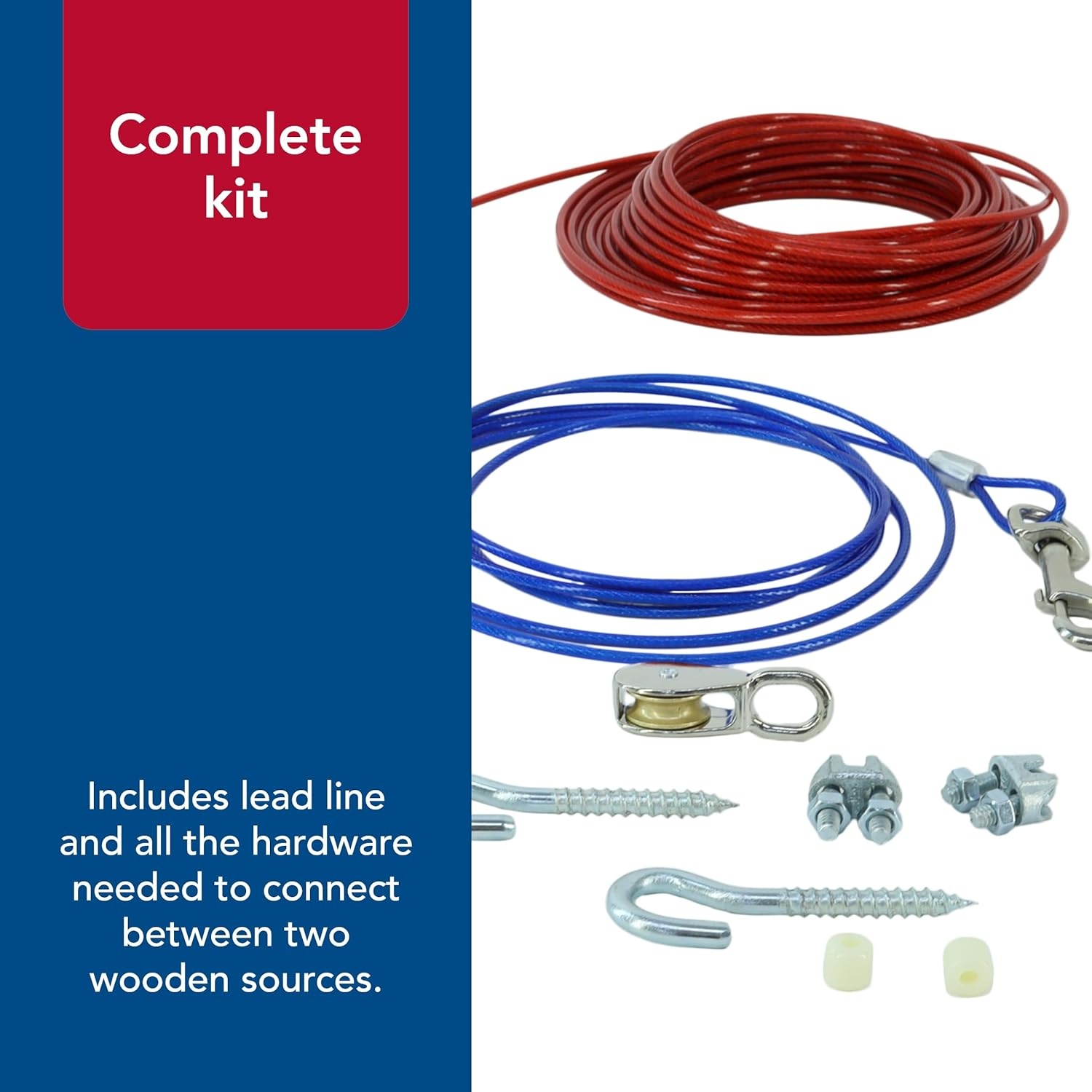 image:imageCoastal Pet Titan Aerial Dog Run Cable Tie Out Durable Zipline for Backyard Effective Trolley System Includes Lead Line amp Hardware Works with Pets up to 50 lbs 50
