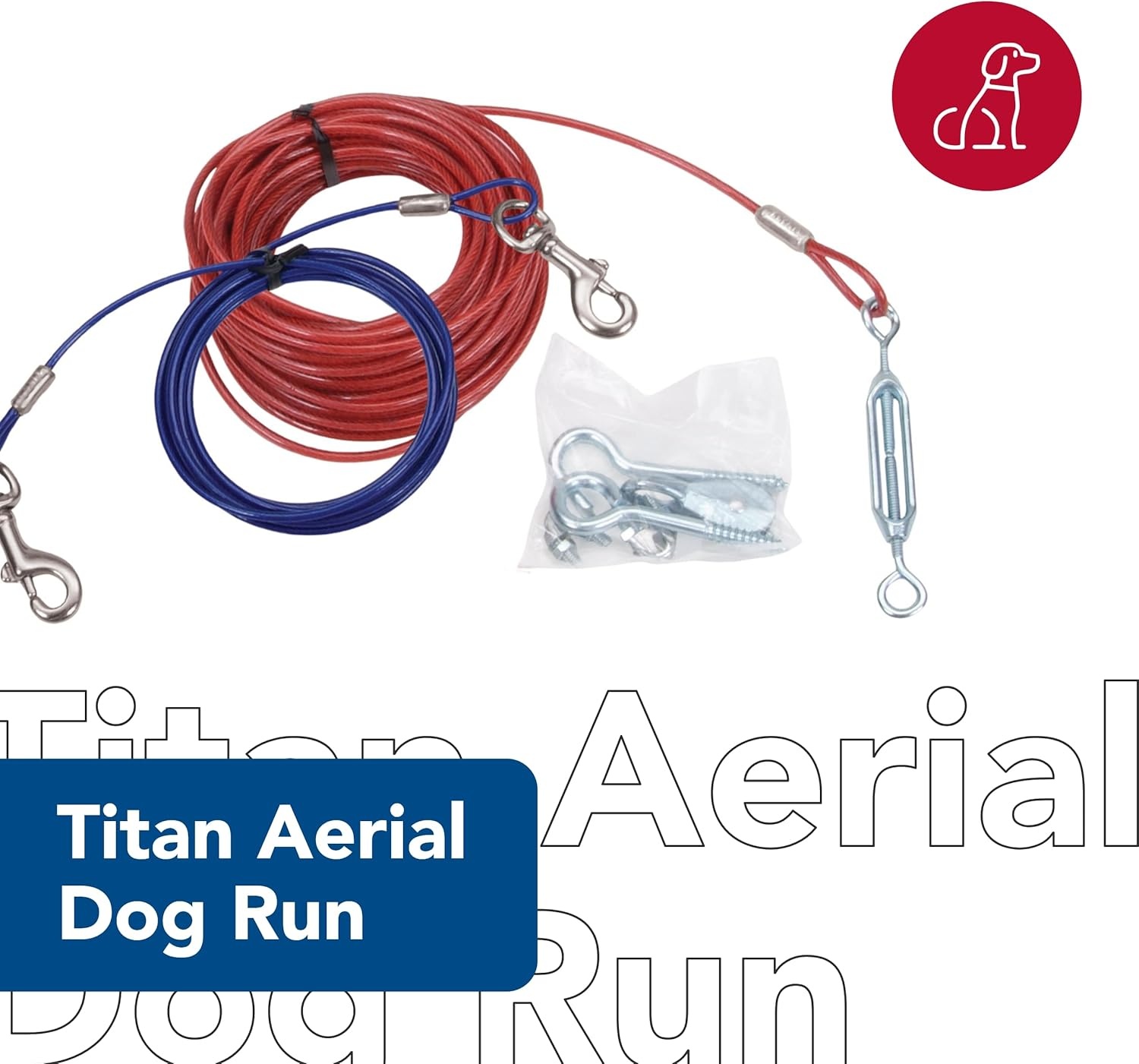 image:imageCoastal Pet Titan Aerial Dog Run Cable Tie Out Durable Zipline for Backyard Effective Trolley System Includes Lead Line amp Hardware Works with Pets up to 50 lbs 50
