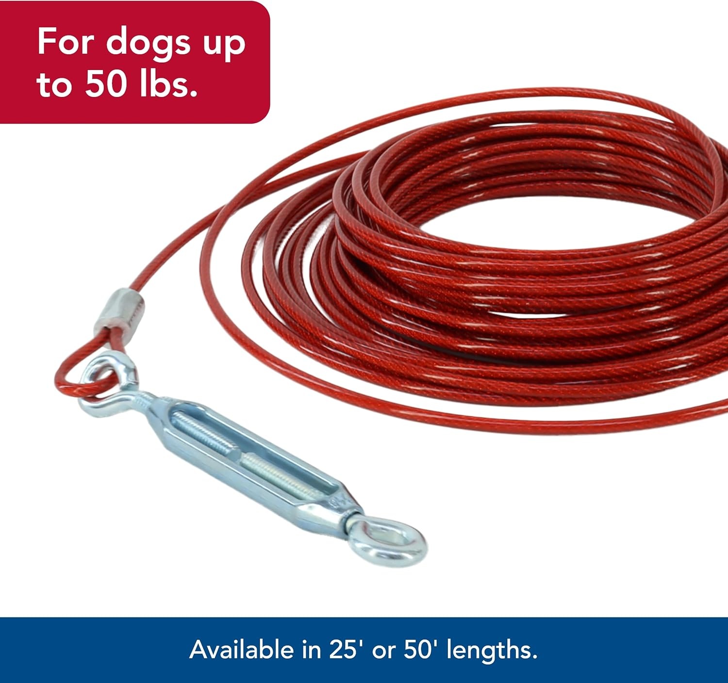image:imageCoastal Pet Titan Aerial Dog Run Cable Tie Out Durable Zipline for Backyard Effective Trolley System Includes Lead Line amp Hardware Works with Pets up to 50 lbs 50
