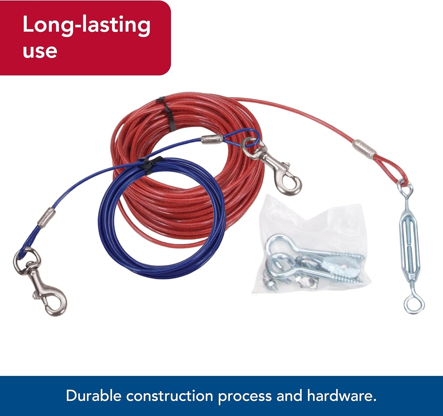 image:imageCoastal Pet Titan Aerial Dog Run Cable Tie Out Durable Zipline for Backyard Effective Trolley System Includes Lead Line amp Hardware Works with Pets up to 50 lbs 50