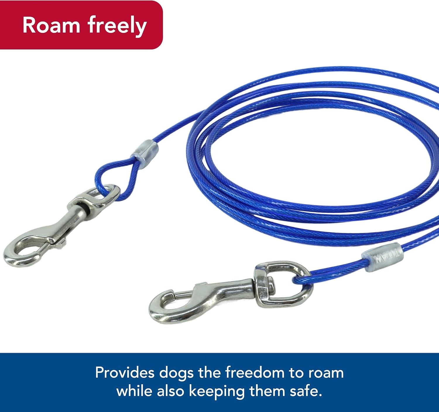 image:imageCoastal Pet Titan Aerial Dog Run Cable Tie Out Durable Zipline for Backyard Effective Trolley System Includes Lead Line amp Hardware Works with Pets up to 50 lbs 50