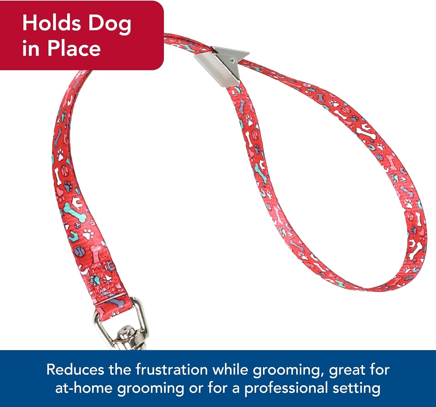 image:imageCoastal Pet Styles Adjustable Grooming Loop with Bolt Snap 38 x 18 Red Bones 2 Pack