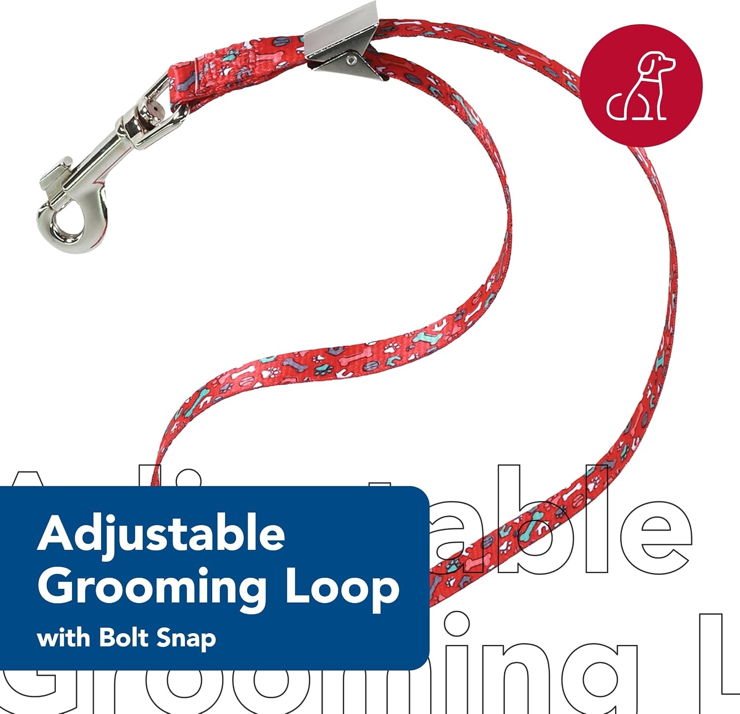 image:imageCoastal Pet Styles Adjustable Grooming Loop with Bolt Snap 38 x 18 Red Bones 2 Pack